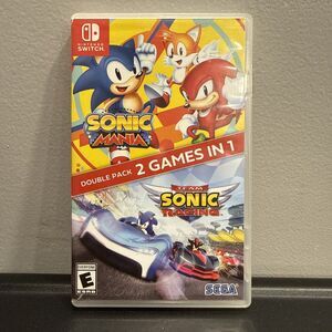 Sonic Mania & Team Sonic Racing Double Pack 2 Games In 1 Case & Cartridge Tested